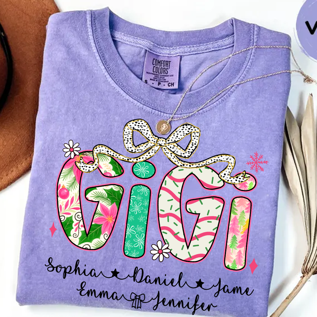 Christmas Cozy Gigi with Grandkids Personalized Shirt