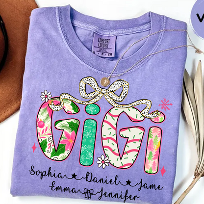 Christmas Cozy Gigi with Grandkids Personalized Shirt