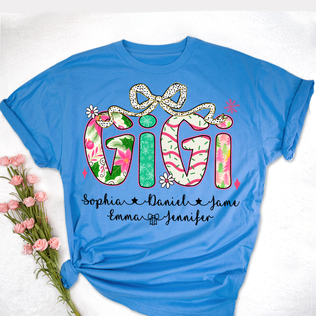Christmas Cozy Gigi with Grandkids Personalized Shirt