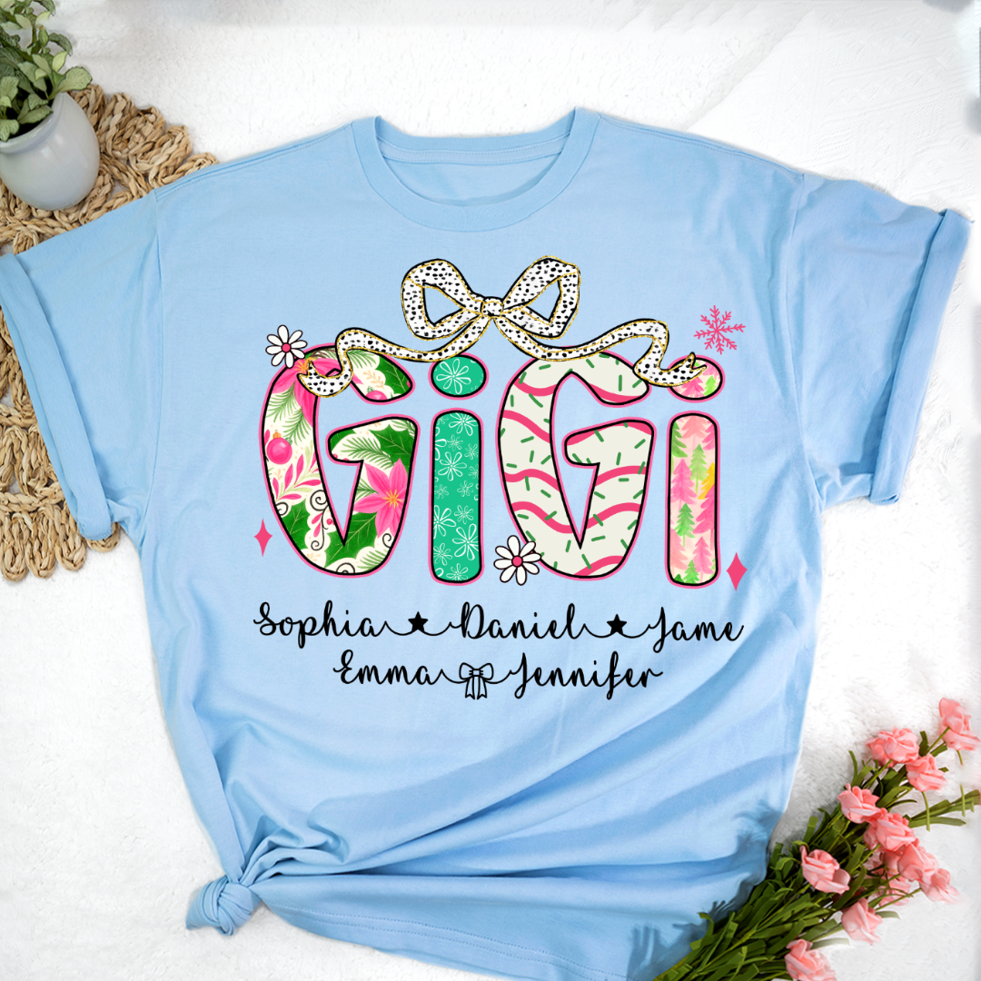Christmas Cozy Gigi with Grandkids Personalized Shirt