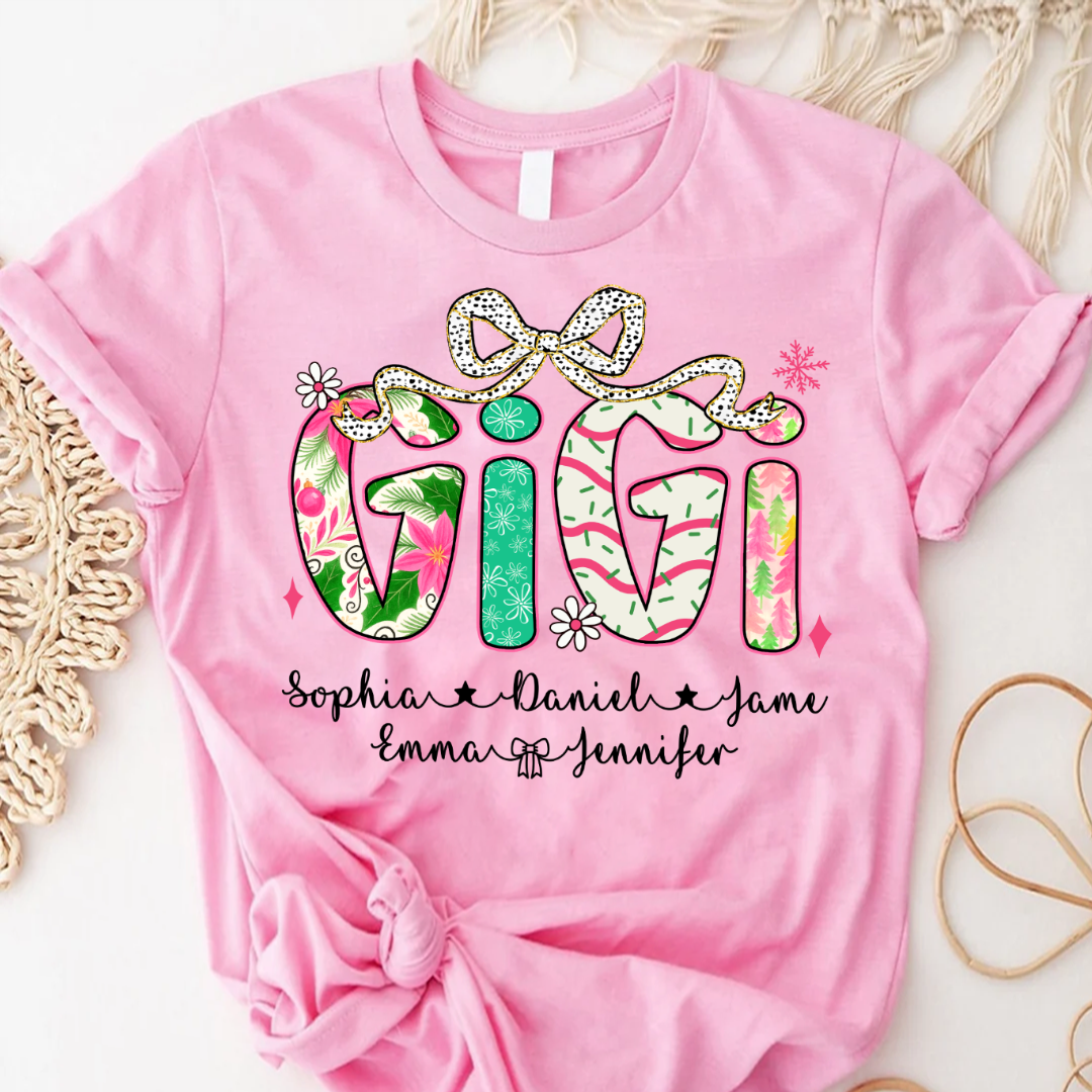 Christmas Cozy Gigi with Grandkids Personalized Shirt