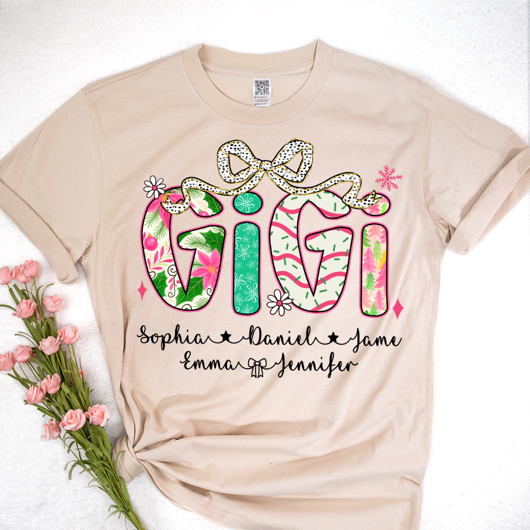 Christmas Cozy Gigi with Grandkids Personalized Shirt