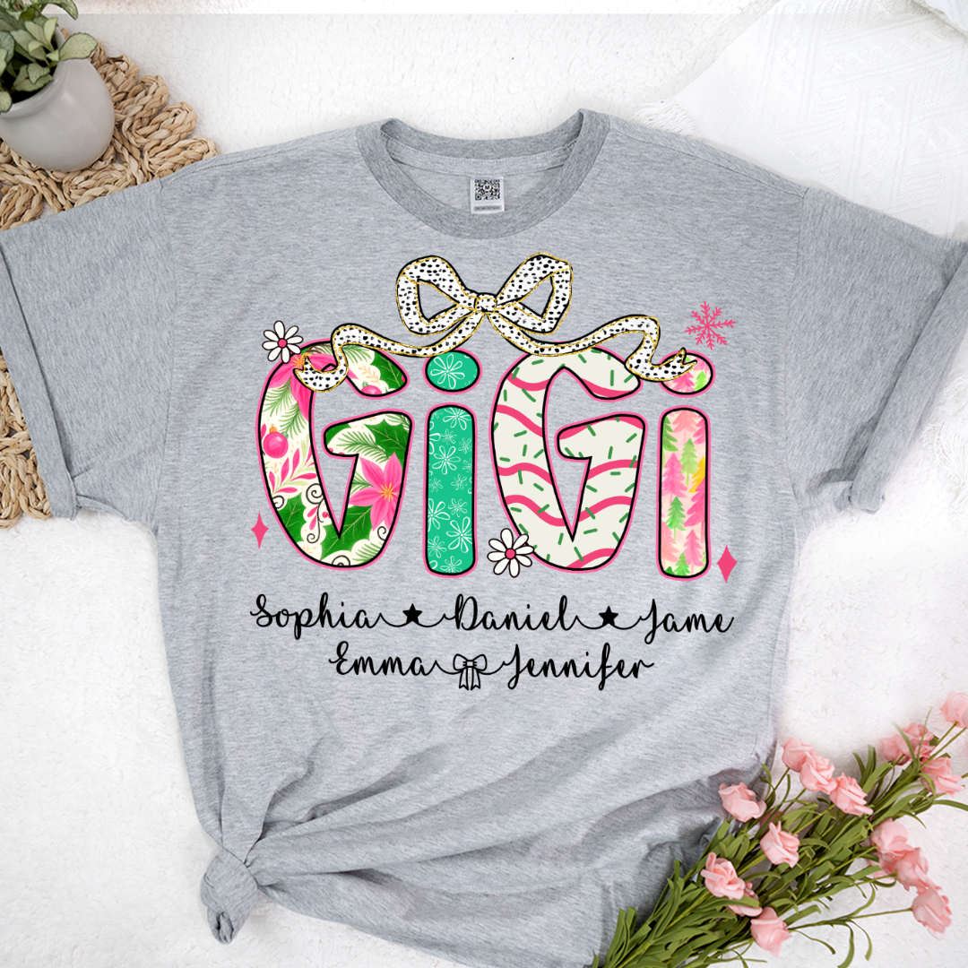 Christmas Cozy Gigi with Grandkids Personalized Shirt