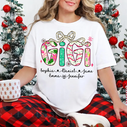 Christmas Cozy Gigi with Grandkids Personalized Shirt