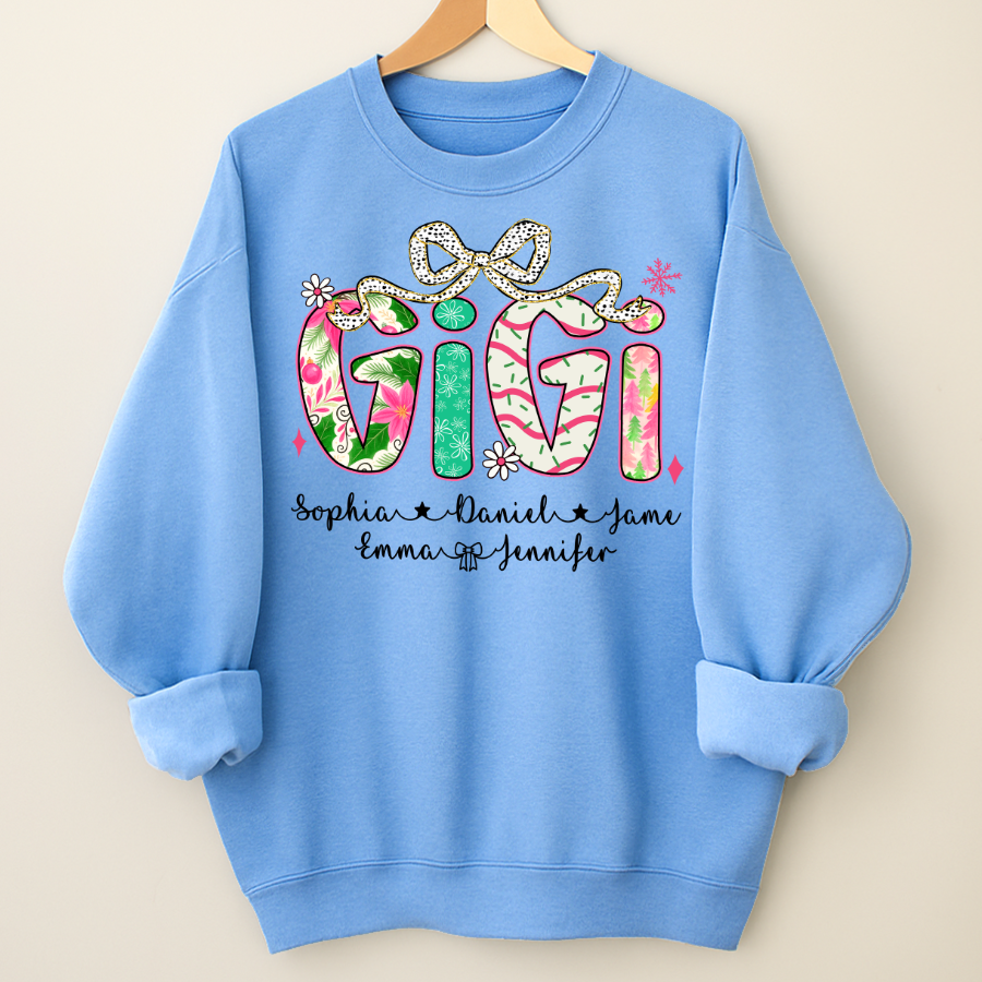 Christmas Cozy Gigi with Grandkids Personalized Shirt