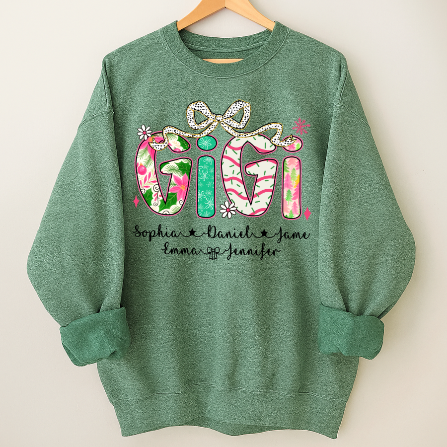 Christmas Cozy Gigi with Grandkids Personalized Shirt