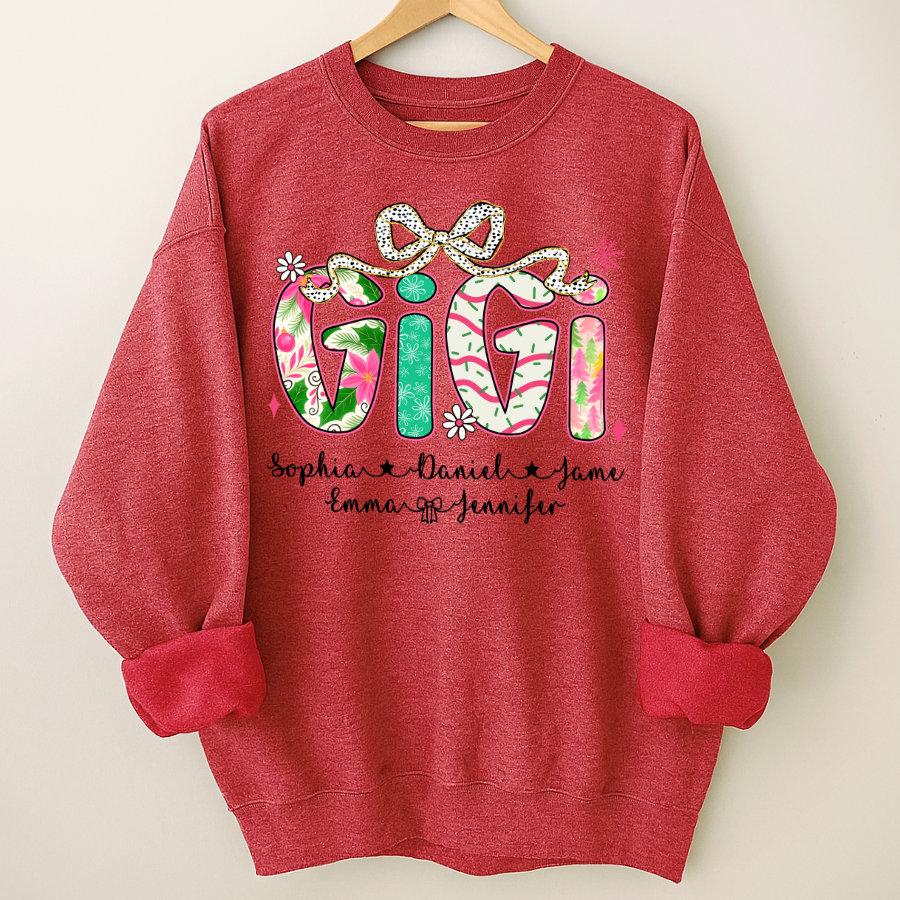 Christmas Cozy Gigi with Grandkids Personalized Shirt