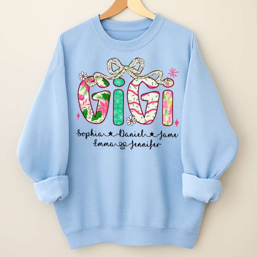 Christmas Cozy Gigi with Grandkids Personalized Shirt