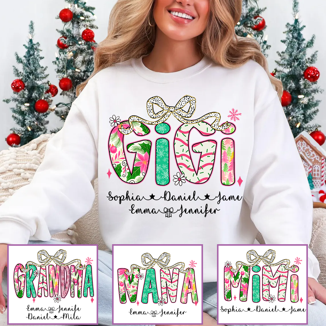 Christmas Cozy Gigi with Grandkids Personalized Shirt