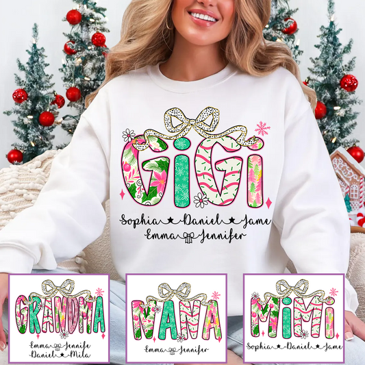Christmas Cozy Gigi with Grandkids Personalized Shirt