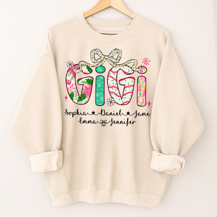 Christmas Cozy Gigi with Grandkids Personalized Shirt