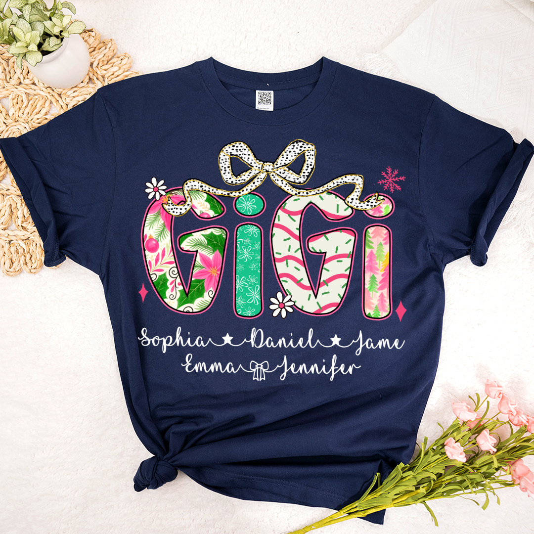 Christmas Cozy Gigi with Grandkids Personalized Shirt