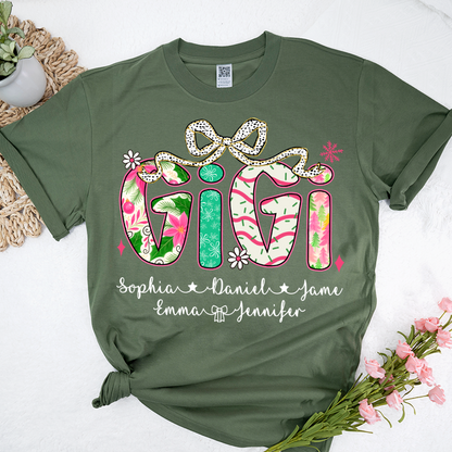 Christmas Cozy Gigi with Grandkids Personalized Shirt