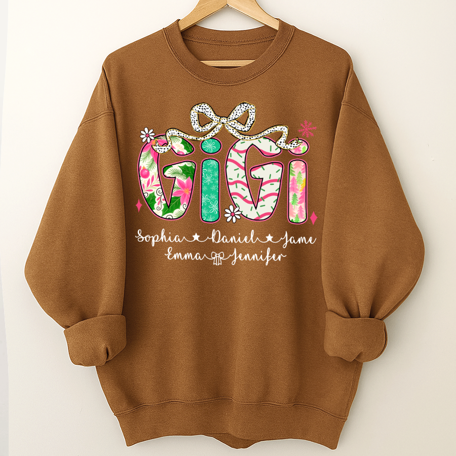 Christmas Cozy Gigi with Grandkids Personalized Shirt