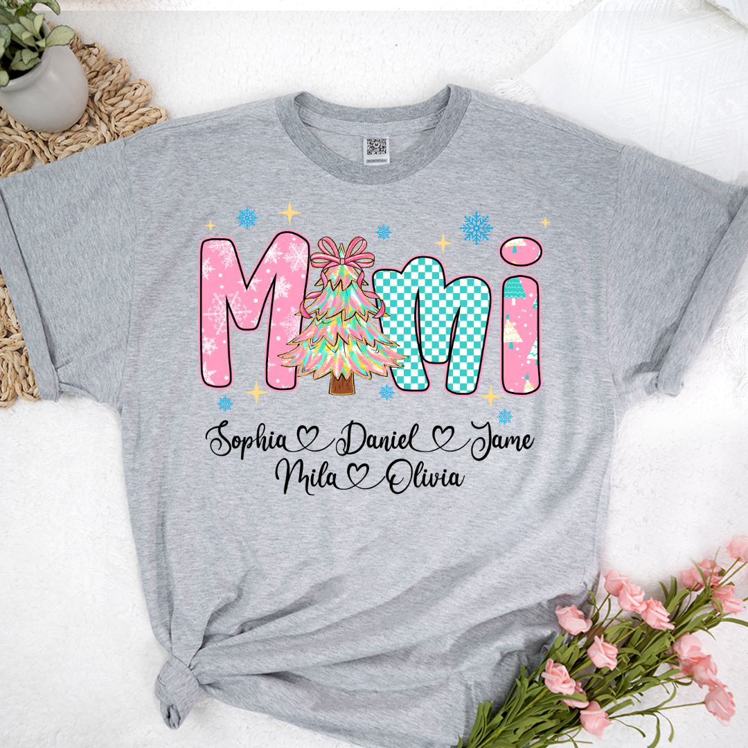 Christmas Mimi Custom Grandma and Grandkids Shirt