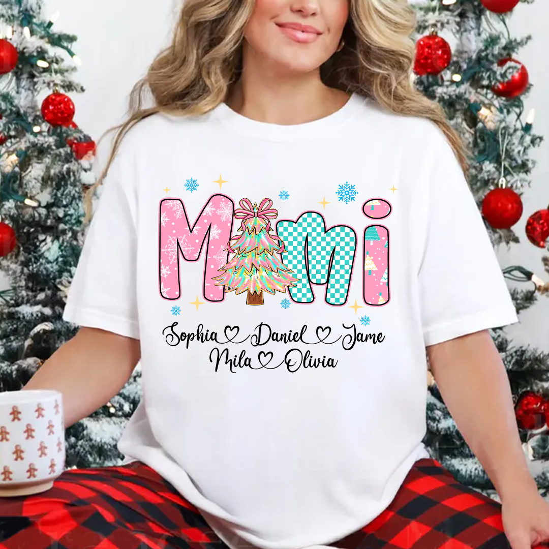 Christmas Mimi Custom Grandma and Grandkids Shirt