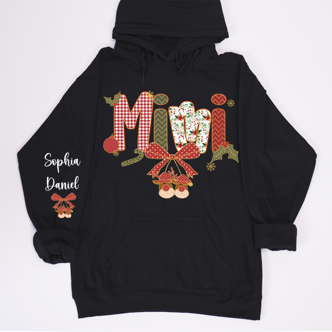 Christmas Preppy Green & Red Holly Letters Mimi and Grandkids Shirt