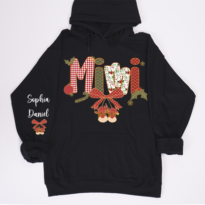 Christmas Preppy Green & Red Holly Letters Mimi and Grandkids Shirt