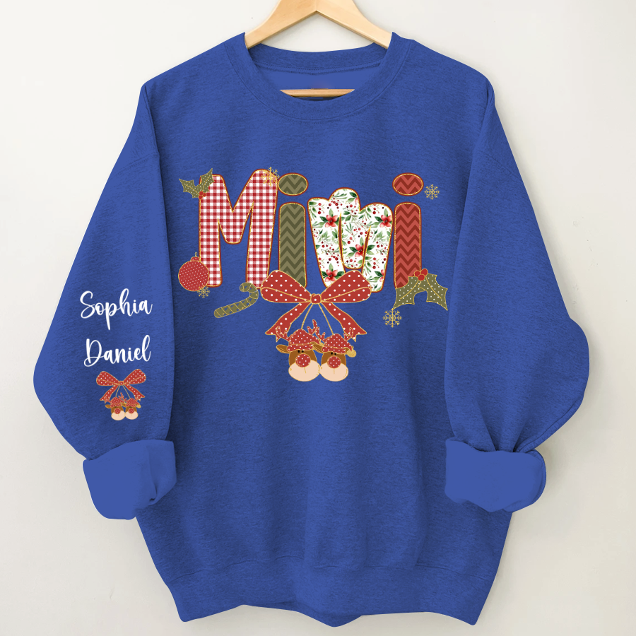 Christmas Preppy Green & Red Holly Letters Mimi and Grandkids Shirt