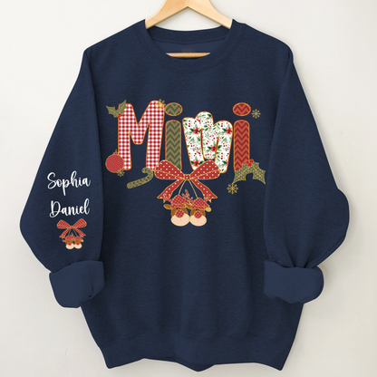 Christmas Preppy Green & Red Holly Letters Mimi and Grandkids Shirt