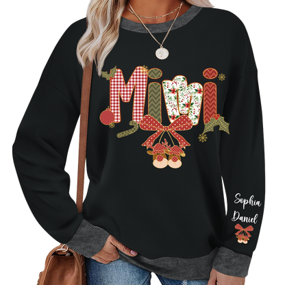Christmas Preppy Green & Red Holly Letters Mimi and Grandkids Shirt