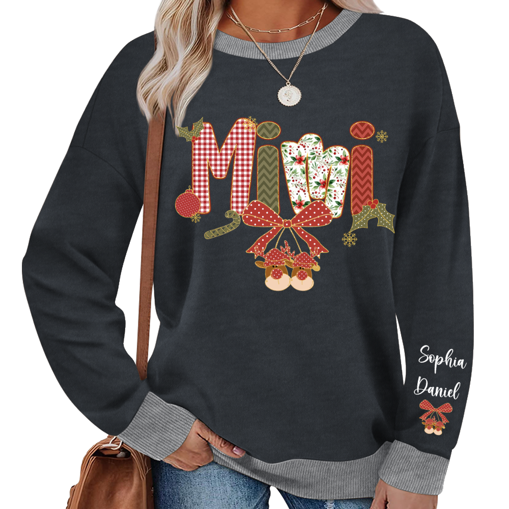 Christmas Preppy Green & Red Holly Letters Mimi and Grandkids Shirt