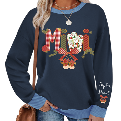 Christmas Preppy Green & Red Holly Letters Mimi and Grandkids Shirt