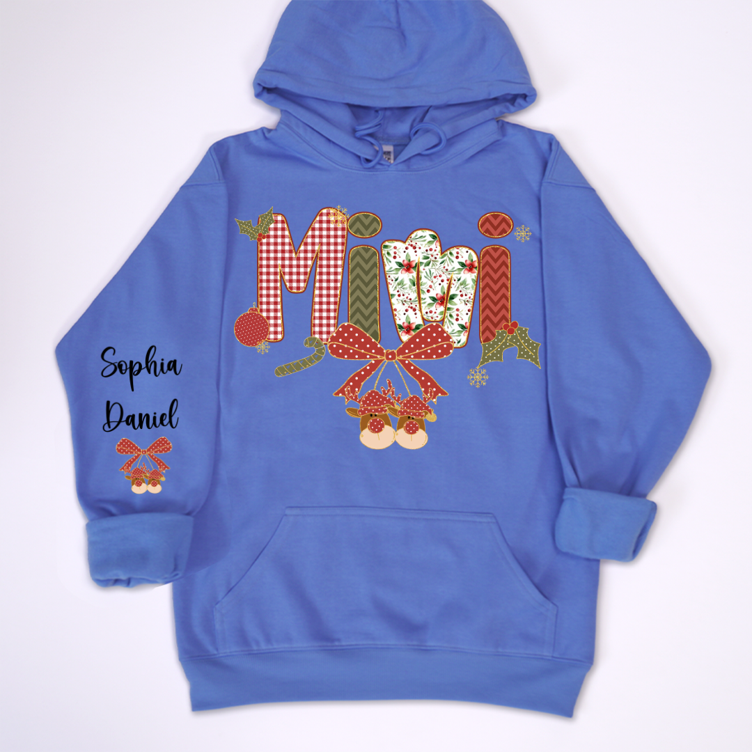 Christmas Preppy Green & Red Holly Letters Mimi and Grandkids Shirt