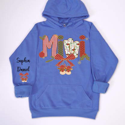Christmas Preppy Green & Red Holly Letters Mimi and Grandkids Shirt