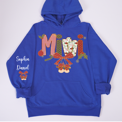 Christmas Preppy Green & Red Holly Letters Mimi and Grandkids Shirt