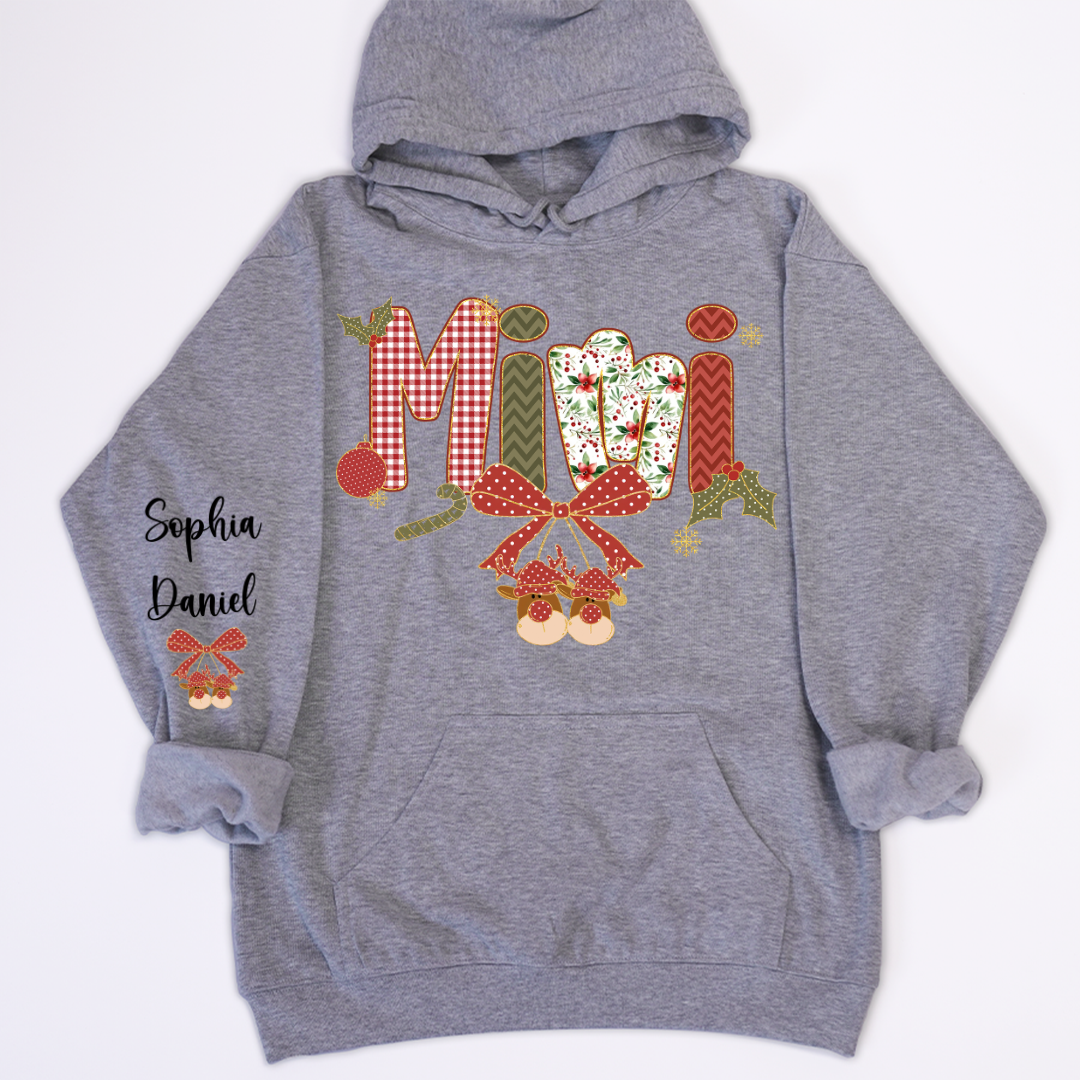 Christmas Preppy Green & Red Holly Letters Mimi and Grandkids Shirt