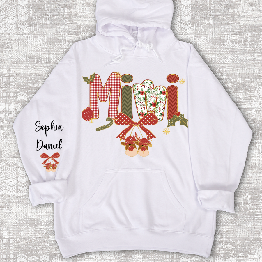 Christmas Preppy Green & Red Holly Letters Mimi and Grandkids Shirt