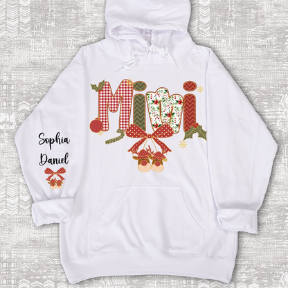 Christmas Preppy Green & Red Holly Letters Mimi and Grandkids Shirt