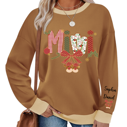 Christmas Preppy Green & Red Holly Letters Mimi and Grandkids Shirt