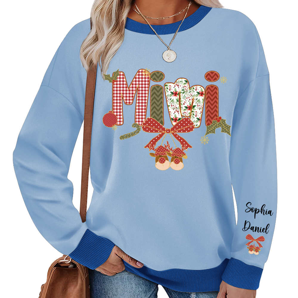 Christmas Preppy Green & Red Holly Letters Mimi and Grandkids Shirt