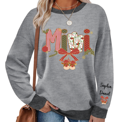 Christmas Preppy Green & Red Holly Letters Mimi and Grandkids Shirt
