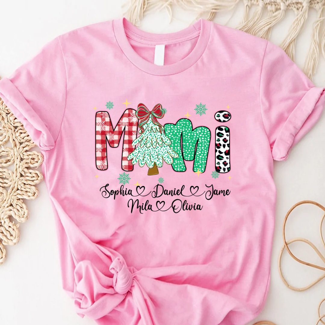 Christmas Trees Mimi And Grandkids Personalized Shirt