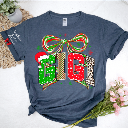 Coquette Christmas Nana Mimi Gigi and Grandkids Personalized Shirt