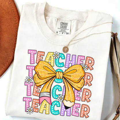 Coquette Teacher Back to School First Day of School Comfort Colors Shirt