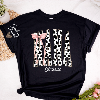 Cow Print Outlined With Leopard Personalize Nana and Grandkids Shirt