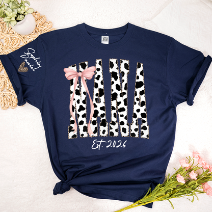 Cow Print Outlined With Leopard Personalize Nana and Grandkids Shirt