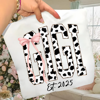 Cow Print Outlined With Leopard Personalize Nana and Grandkids Shirt