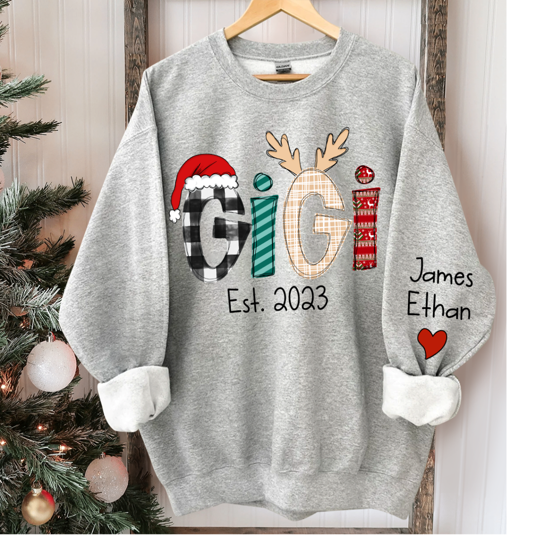 Custom Christmas Gigi Grandma Mimi Est Year And Kids CTH01 Sweatshirt
