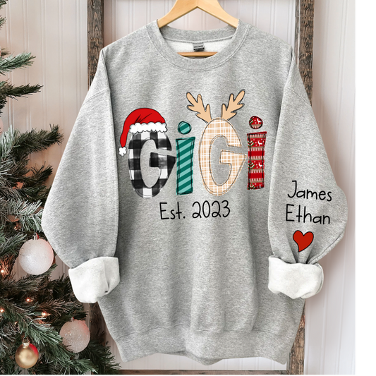 Custom Christmas Gigi Grandma Mimi Est Year And Kids CTH01 Sweatshirt