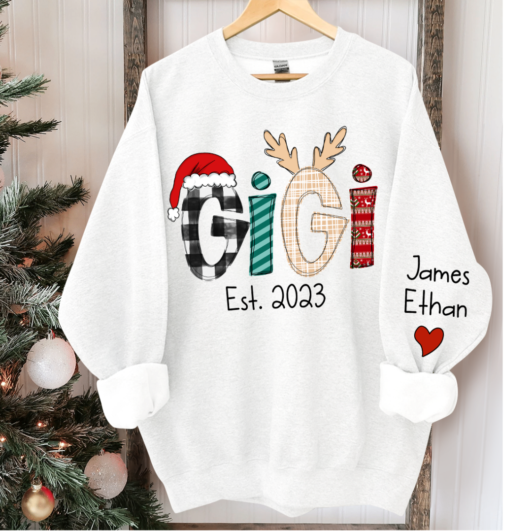 Custom Christmas Gigi Grandma Mimi Est Year And Kids CTH01 Sweatshirt
