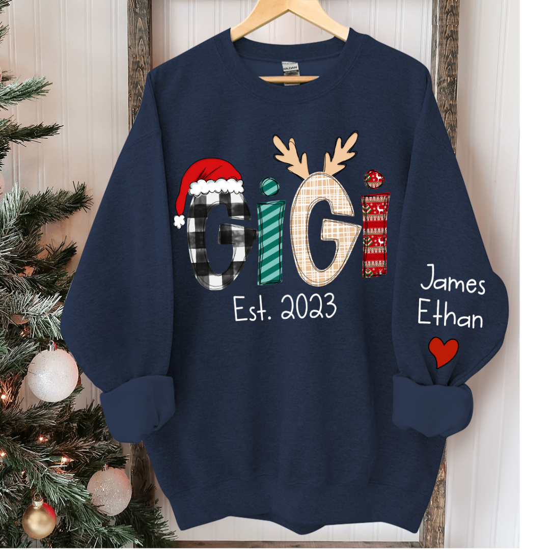 Custom Christmas Gigi Grandma Mimi Est Year And Kids CTH01 Sweatshirt
