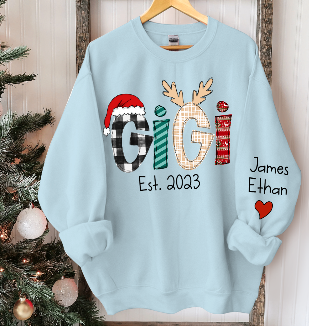 Custom Christmas Gigi Grandma Mimi Est Year And Kids CTH01 Sweatshirt