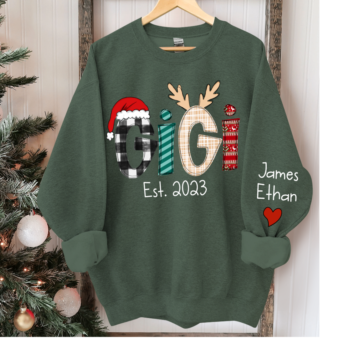 Custom Christmas Gigi Grandma Mimi Est Year And Kids CTH01 Sweatshirt