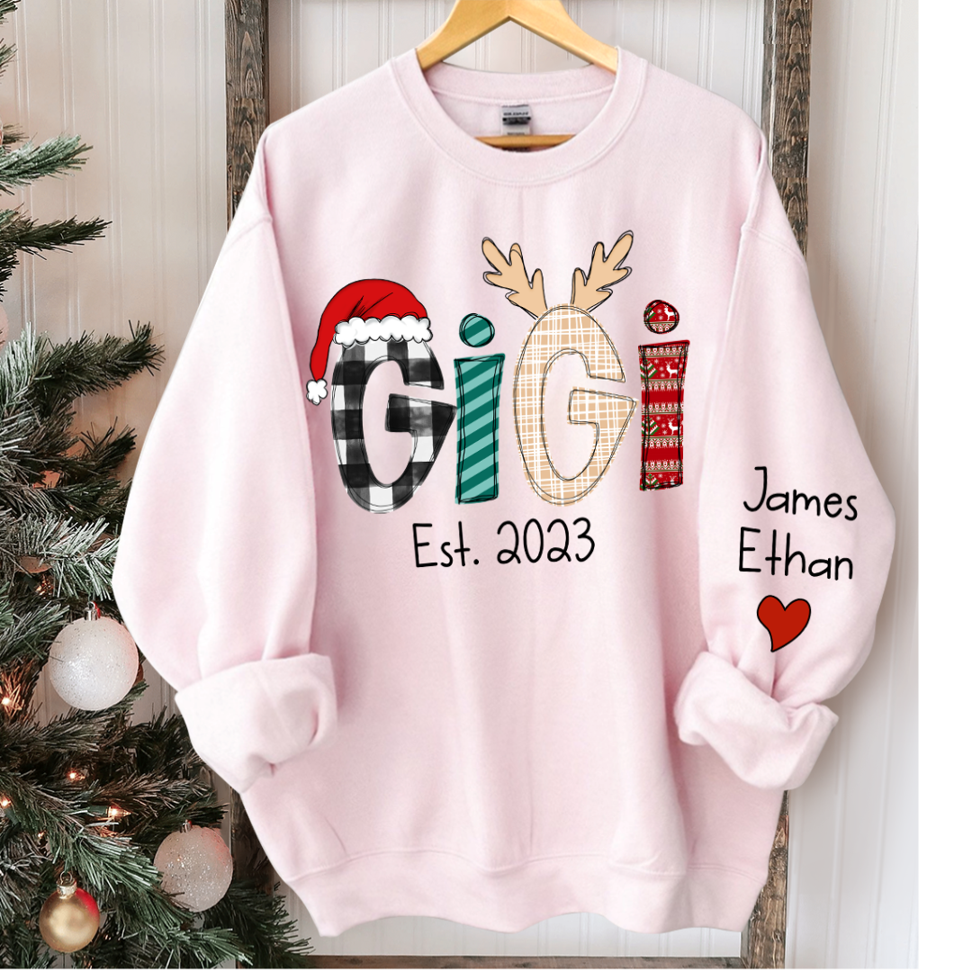Custom Christmas Gigi Grandma Mimi Est Year And Kids CTH01 Sweatshirt