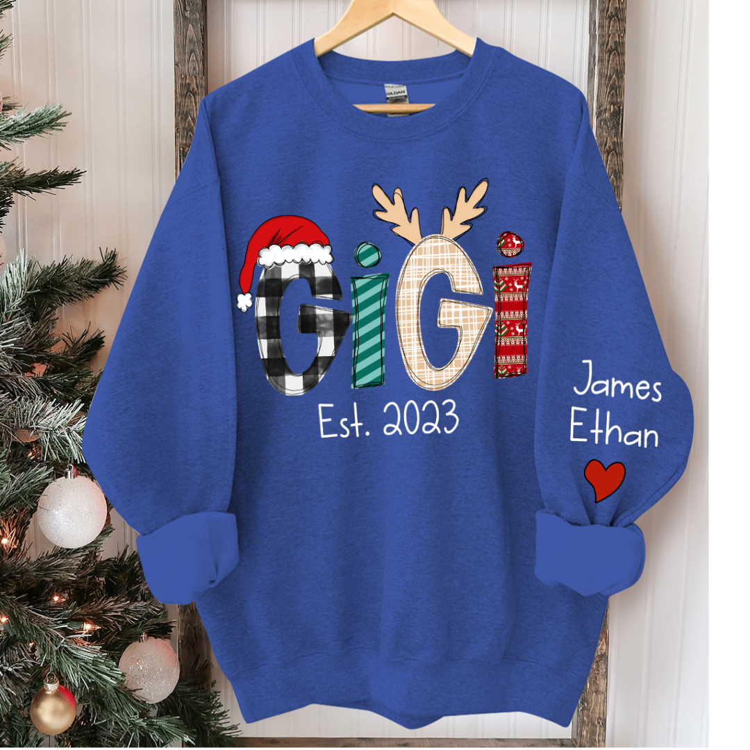 Custom Christmas Gigi Grandma Mimi Est Year And Kids CTH01 Sweatshirt